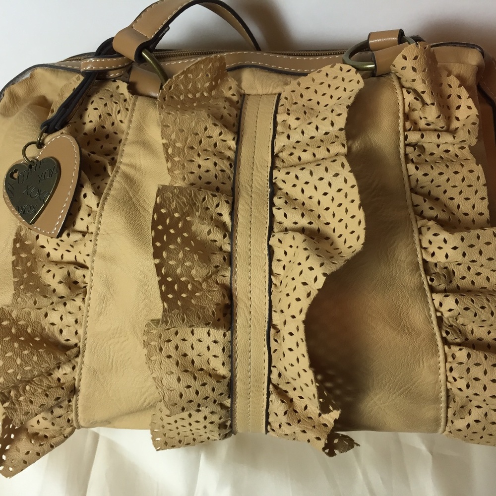 Tan Suede XOXO Shoulder Purse